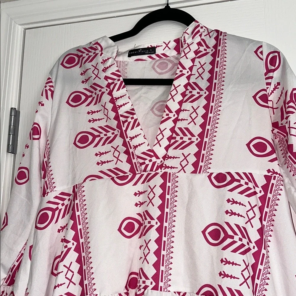 White and Pink Patterned Women's Dress - Picture 2 of 7